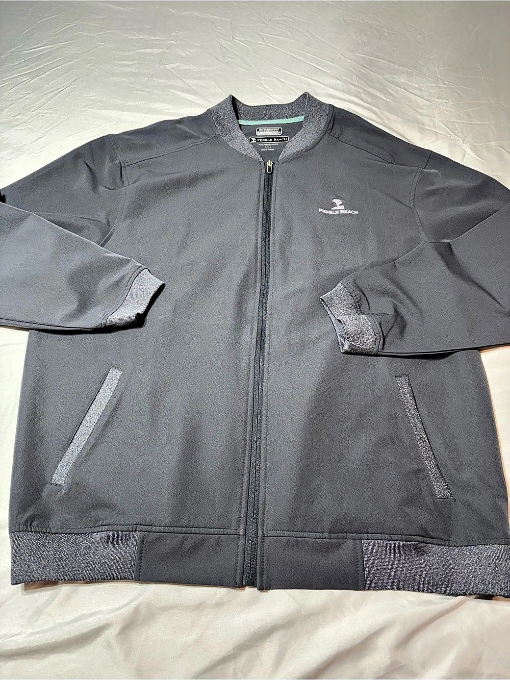 Pebble Beach Performance Jacket XL Gray Full Zip Embroidered Lone Cypress Golf
